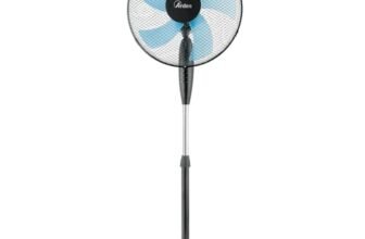 Ardes STEELO 40PN Ventilatore a Piantana 50W 40 cm con Oscillazione Automatica, Altezza e Inclinazione Regolabile, 3 Velocità, Design Total Black e 5 Pale