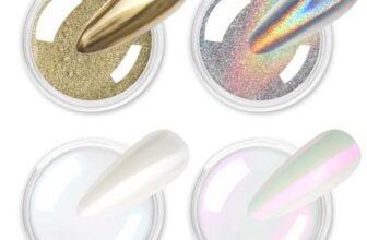 Allstarry Polvere per unghie cromata, 4 pezzi, pigmento iridescente olografico, effetto specchio, pigmento metallico, manicure, fai da te, casa, regali da donna