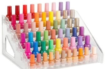 Gykutix 6 Livelli Porta Smalti Organizer, Acrilico Trasparente Scaffale da Parete Espositore Smalti, Oli Essenziali Espositore per Salone di Bellezza e Uso Domestico Nessun Attrezzo(31 x 25,5 x 16 cm)