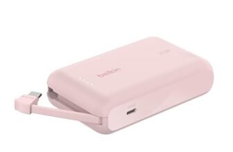 Belkin BoostCharge power bank 10 000 mAh con cavo integrato 20 W PD, caricatore portatile, ricarica USB-C PD rapida, power bank con ricarica rapida per iPhone 16 Series, iPad Pro, Galaxy S24 e altri