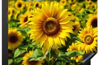 KitchenYeah© Protezione Piano Induzione 59×52 cm Cucina Copri Fornelli Proteggi di Cottura Antiscivolo Tappetino Girasole – Natura – Giallo – Fiori