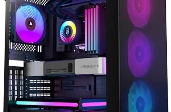 KEDIERS Case PC – 6 ventole PWM preinstallate, custodia da gioco ATX Mid Tower Case per computer a rete con aperture laterali in vetro temperato, H05, nero