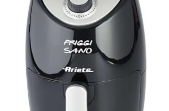 Ariete 4617, Airy Fryer Compact, Friggitrice Ad Aria, Capacità 2 L, 1000 W, Temperatura Max 200°C, Nero