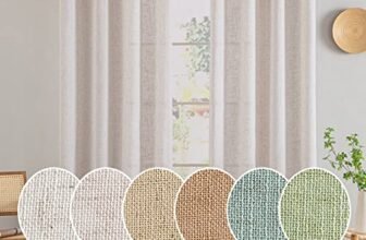 MIULEE Lino Tende Finestre con Occhielli Tenda a Pannello Traslucido Tende Moderne a Vela Trasparente Adatte per Porte Balcone Soggiorno Camera da Letto 2 Pezzo Set Lino Naturale Bianco 140×260 cm