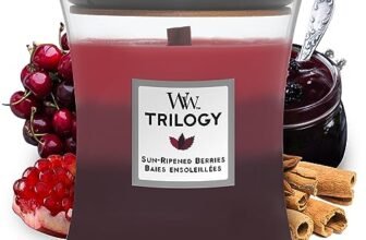 WoodWick Trilogy candela profumata a clessidra media con Pluswick InnovationFrutti di bosco maturati al sole