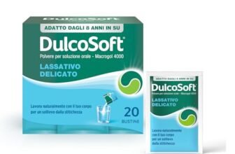 DulcoSoft Lassativo con Macrogol, Rimedi Stitichezza Adulti e Bambini – Senza Glutine, Senza Zucchero – Lassativo Delicato per Irregolarità Intestinale, Stipsi (20 Bustine)