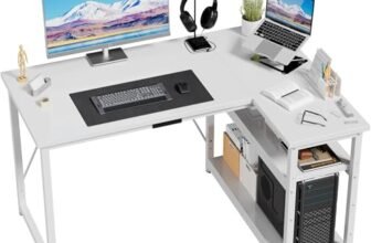 JUMMICO Scrivania Angolare a L 120×80 cm per Computer con Ripiani e Divisori, Compatta per Studio, Lavoro e Gaming, Ideale per Camera da Letto e Ufficio,Bianca