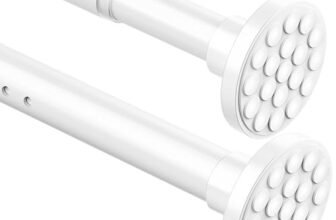 Asta Tenda Telescopica Bastone Tenda Doccia senza Foratura, Estensibile con Molla in Acciaio Inox, Bloccabile, Bianco (300-355cm Φ32 mm)