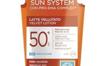 Rilastil Sun System Latte Vellutato, Emulsione Fluida dalla Texture Vellutata per Pelli Sensibili, Resistente all’Acqua, SPF50+,100ml