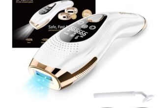 Epilatore Luce Pulsata 9 Livelli Con 6 Accessori, Epilatore Laser Peli Donna/Uomo Con Modalità Manuale E Automatica, Sensore Di Contatto, Funzione Ice Cool per,Bianco