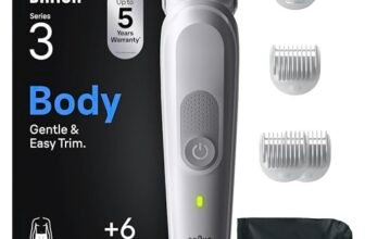 Braun Rasoio Elettrico Corpo Uomo Series 3, +6 Strumenti Di Rasatura, Con Tecnologia SkinGuard, 80 Min Di Utilizzo, Impermeabile, Rasoio Parti Intime Uomo, BG3575, Grigio