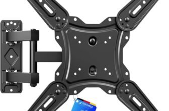 GRIFEMA GB1010 Supporto TV Parete per 26-65″, Staffa TV con Braccio Girevole ed Estendibile, Fino a 35kg, VESA Max 400x400mm, Universale Porta TV da Parete, Nero