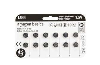 Amazon Basics Batterie a bottone alcaline LR44, 1,5 V, energia di lunga durata, senza mercurio, confezione da 12