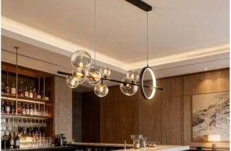 DVTFRUI Lampada Moderna A LED, Lampadario A Sospensione con Sfera di Vetro per Tavolo da Pranzo, Paralume A Bolle Regolabile, Lampadina G9, Nero,120x30cm/47.2×11.8 inch