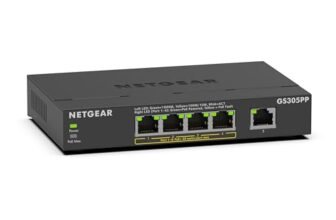 NETGEAR Switch Ethernet Unmanaged (GS305PP) Switch Gigabit a 5 porte con 4 x PoE+ @ 83W, montaggio a parete o desktop