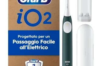 Oral-B Spazzolino Elettrico iO 2 Verde, 1 Testine Di Ricambio, Spazzolino Elettrico Ricaricabile, Pulizia Denti Efficace, Copri Testine, Sensore Di Pressione, Delicato Sulle Gengive, Custodia