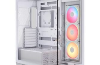 CORSAIR 3500X LX-R RGB iCUE LINK Case PC Mid-Tower – 3 Ventole LX120-R RGB Preinstallate, Include Hub di Sistema iCUE LINK, Fino a 10 Ventole da 120mm – Bianco