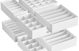 SONGMICS Set di 8 Organizer Armadio Cassettiera Divisori per Cassetti, Organizzatori per Biancheria Intima per Reggiseni Mutande Calzini Cravatte, Portaoggetti in Tessuto per Armadio, Grigio RUS008W01