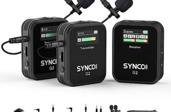 SYNCO Microfono Lavalier Senza Fili, G2 (A2) Sistema Microfonico Lavalier 2.4G con Display TFT per Smartphone Fotocamera DSLR Youtube Live Streaming Vlogging