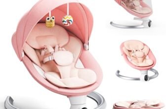 Dregan Sdraietta Neonati Elettrica – App e Telecomando Dondolo Neonati Elettrico con 3 timer, 5 Velocità di Altalena, 10 Musiche, Sdraietta Bluetooth Imbottita Morbida Baby (APP Rosa)