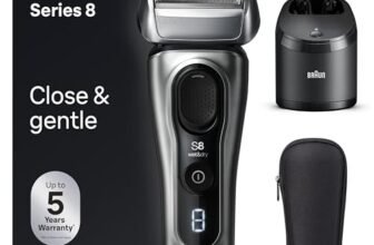 Braun Series 8, Rasoio Elettrico Barba, Regolabarba Uomo, Rifinitore Di Precisione, Custodia Viaggio, Stazione SmartCare, Batteria Litio Ion, 100% Impermeabile, Idea Regalo, 8567cc Argento