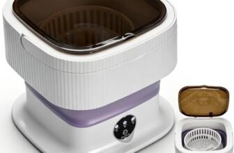Koeutoze Mini Lavatrice Pieghevole Portatile 10L con Cestello Centrifuga Rimovibile – 3 Modalità Touch, Salvaspazio Senza Collegamento Acqua，Lavatrice da Viaggio per Campeggio, Appartamenti, Dormitori