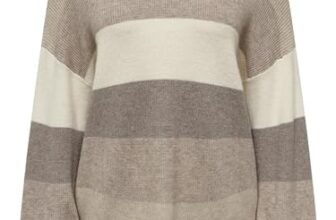 Only Onlatia L/S Stripe Maglione Knt Noos, Maglione Donna, Feather Gray/Stripes:w. Beige/Whitecap Gray/Leafless Tree, M
