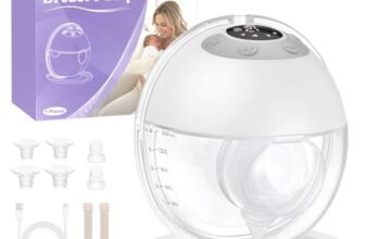 Haokoo Tiralatte Elettrico Indossabile Senza Mani, Tutto in Uno Tira Latte Neonati Elettrico per Uso Quotidiano e Lavoro, 4 Modalità 12 Livelli, Senza BPA, Flange 17/19/21/24/27 mm