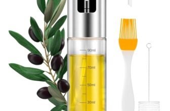 PORTENTUM Spruzzatore Olio Spray Premium per Cucina e Friggitrice ad Aria 100ml Spray Olio Cucina Antigoccia, Oliera di Vetro con Dispenser Accessori Friggitrice Senza Olio