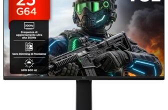 TCL 25G64 Gaming Monitor LED mini QD da 25 pollici, risoluzione Full HD, 300 Hz, pannello IPS veloce, HDR 600 nit, tempo di risposta GTG di 1 ms, AMD Freesync Premium, compatibile con G-Sync