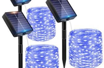 Peasur 3 Pezzi Catena Luminosa Esterno Solare, 12M 120LED Luci Solari Esterno, Impermeabile Lucine Esterno Energia Solare Filo di Rame Luce Decor Per Giardino Albero Natale, Blu