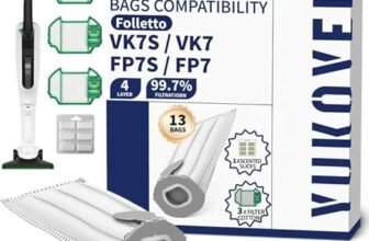 13 Sacchetti Folletto Compatibili Vk7s Vk7 Fp7s Fp7,3 Filtro Motore,per Kobold VK7 Filtro Sacchi Accessori(Accessori-13pcs Sacchetti)