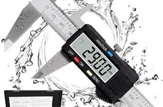 Calibro Digitale, Qfun Precisione Micrometro in Acciaio Inox 150mm con Ampio Display LCD Inch Electronic Digital Caliper per Misurzione Esterna, Interna, Profondità e di Passo