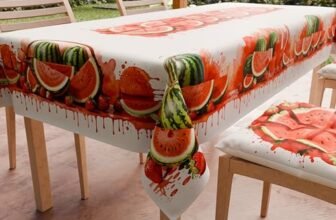 PETTI Artigiani Italiani – Tovaglia Antimacchia Rettangolare Copritavolo Cucina Disegno Frutta Angurie X24 Posti (140×450 cm) 100% Made in Italy