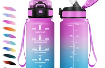 Borraccia 500ml, a Prova di Perdite, Bottiglia Bambina con Cannuccia, Bottiglia Acqua Sportiva con Indicatore del Tempo, Motivazionale Borraccia per Bambini, Campeggio, Scuola, Ufficio, Lavoro
