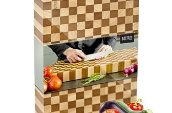 NIRO Tagliere da Cucina Professionale XXL, SPESSORE 4 CM in Legno 100% Pará Naturale Rubberwood, Dimensioni 40 x 30 x 4 cm, Atossico, Legno Massello Pregiato, Vassoio da Portata, Design Unico