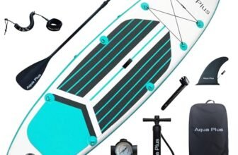 Aqua Plus 15cm Spessore SUP Gonfiabile per Tutti i Livelli di abilità Tavola da Paddle in Piedi, pagaia, Pompa, ISUP Zaino da Viaggio, guinzaglio, Tracolla