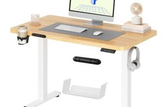 FLEXISPOT Scrivania Regolabile in Altezza 110 * 54cm, con Pannello di Controllo Digitale, Desktop INTERO, Con Gancio, Con Portabicchieri, Standing Desk Scrivania Motorizzata