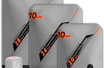 Vacbird Sacchetti sottovuoto per vestiti con pompa a vuoto senza fili, 25 pezzi (10 x 40 x 54 cm, 10 x 47 x 64 cm, 5 x 54 x 74 cm), sacchetti sottovuoto salvaspazio per vestiti, appositamente