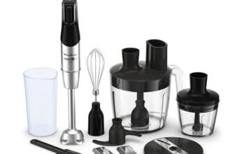 Moulinex Infinyforce Pro Frullatore a Immersione, 1200 W, Lame Resistenti, 5 Funzioni, 3 Accessori con Robot Multifunzione, Mixer a Immersione con Controllo Velocità, Lavabile in Lavastoviglie,DD95JD