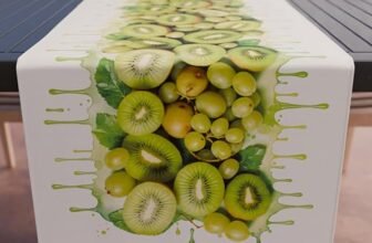 PETTI Artigiani Italiani – Accessori Tessili da Cucina, Runner da Tavolo Elegante 40×140 cm in Microfibra, Tovaglia Tavola in Stampa Digitale Uva e Kiwi, 100% Made in Italy