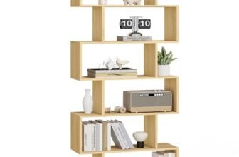 VASAGLE Scaffale a 6 Ripiani, Libreria, 24 x 70 x 191,6 cm, Divisorio per Stanza, Organizzatore a Cubi, Stile Moderno, per Soggiorno, Camera da Letto, Ufficio, Rovere Naturale LBC061T70