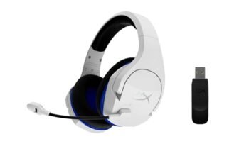 HyperX Stinger Core, Cuffie da Gaming senza Filo, Connessione a 2,4 GHz, Telaio in Acciaio, Cuscinetti in Memory Foam Rivestiti in Tessuto, Autonomia 17 Ore, Adatto per PC, PS4 e PS5, Bianco/Blu