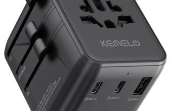 5 in 1 Adattatore Universale da Viaggio,Presa Universale da Viaggio con 1 USB A,2 USB C,1 Universale Presa,1 US/JP Presa,Adattatore Spina Internazionale per Italia UK US Australia Tailandia Messico