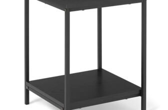 Amazon Basics Tavolino Con Ripiano Inferiore, Quadrato, Comodino Da Camera Da Letto, Tavolino Da Salotto Con Struttura In Acciaio, Facile Da Montare, 40 x 40 x 51 cm, Nero