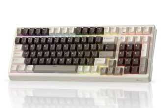 RK ROYAL KLUDGE Tastiera meccanica F99, RGB, 2.4Ghz/BT/cavo, interruttore crema, grigio moka