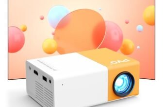 Mini Projector, PVO WiFi Projector, Portable Film Projector, Phone Screen Can Be Mirrored Wirelessly or via Data Cable to the Projector, Compatible with Smartphone/Tablet/Laptop/TV Stick