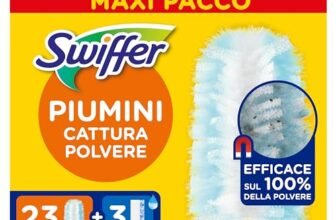 Swiffer Duster Piumini Cattura Polvere, 23 Piumini e 3 Panni Lavapavimenti, Cattura e Intrappola Polvere e Sporco, Raggiunge I Punti più Difficili della Casa, Maxi Formato