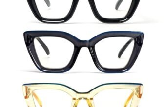 kollyseek 3 Pack Occhiali da lettura Donna Oversize Cat Eye con cerniera a molla Anti Azzurro(1.0, Nero blu giallo)