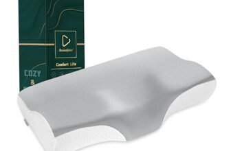 Ecosafeter Cuscino Cervicale, Memory Foam ad Alta Densità Ergonomico, Federa di Bambù Ipoallergenica Lavabile, Supporto Confortevole per Collo